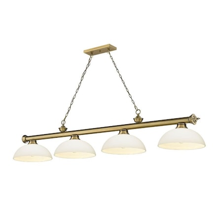 Z-Lite Cordon 4 Light Billiard, Rubbed Brass & Matte Opal 2306-4RB-DMO14